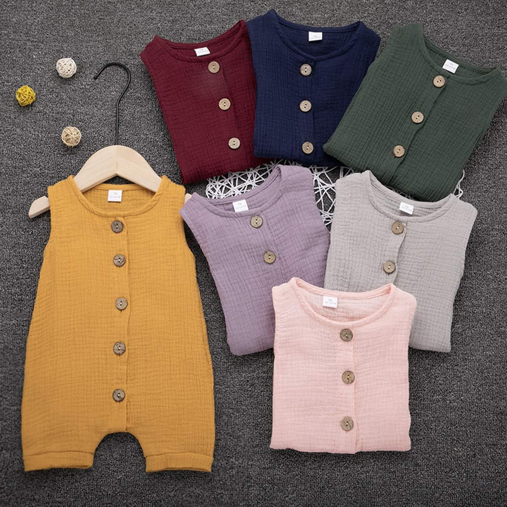 Infant Baby Boys Girls Cotton Linen Romper Summer Jumpsuit Sleeveless Overalls Clothing Set