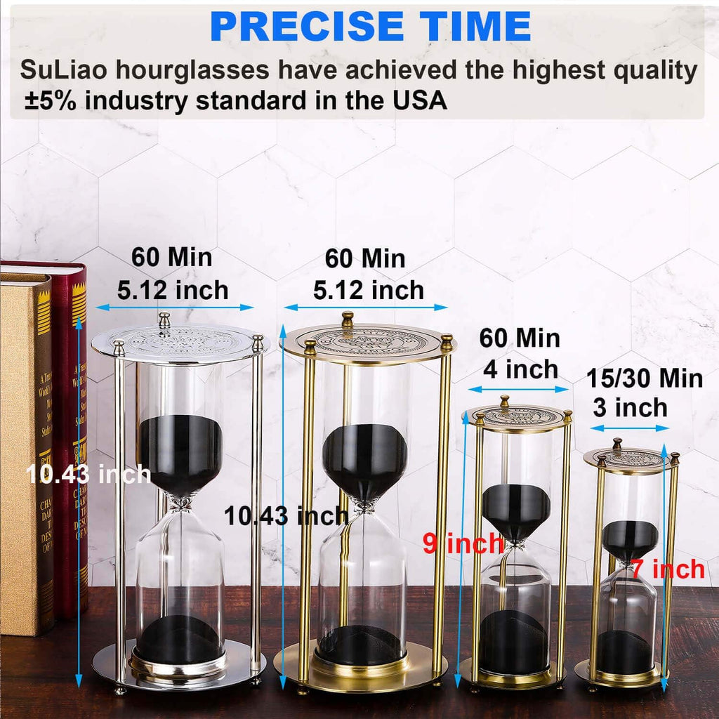 Hourglass 15 Minute Sand Timer, Vintage Brass Black Sand Clock, Metal Small Sand Watch 15 Min, Antique Reloj De