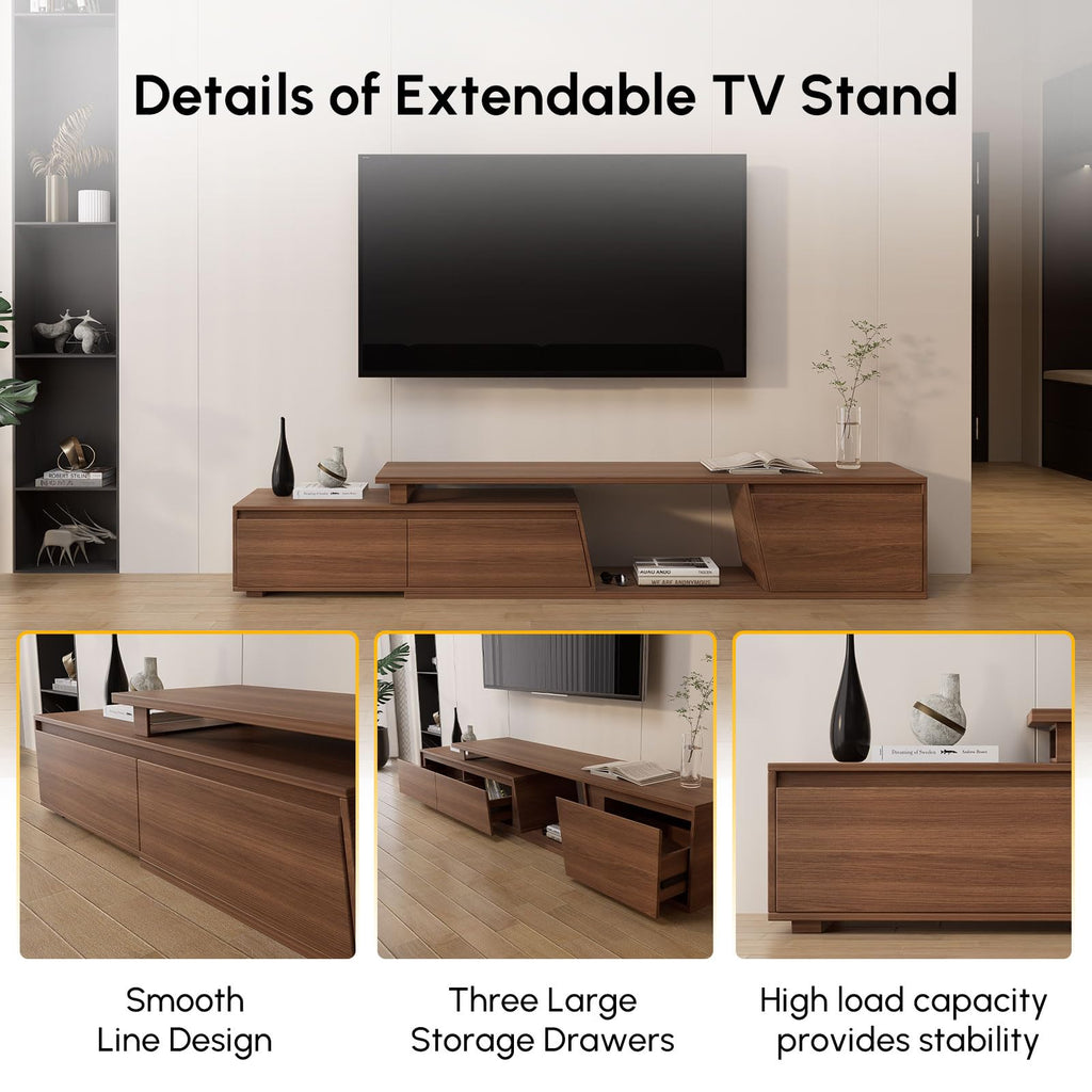 Extendable TV Stand, Walnut Media Console