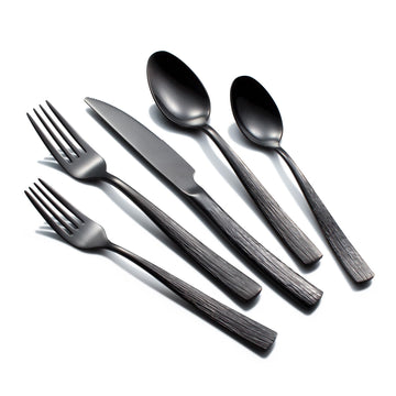 20-Piece Black Silverware Set for 4