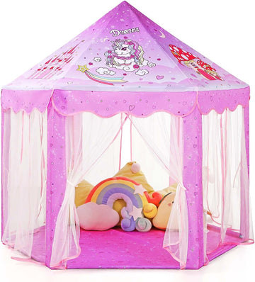 Princess Tent Girls Unicorn Large Playhouse Kids Castle Play Tent with Star Lights Gift Toy for Children Indoor