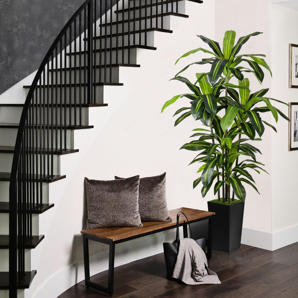 Artificial Plant 6FT Fake Dracaena Tree with Black Tall Planter