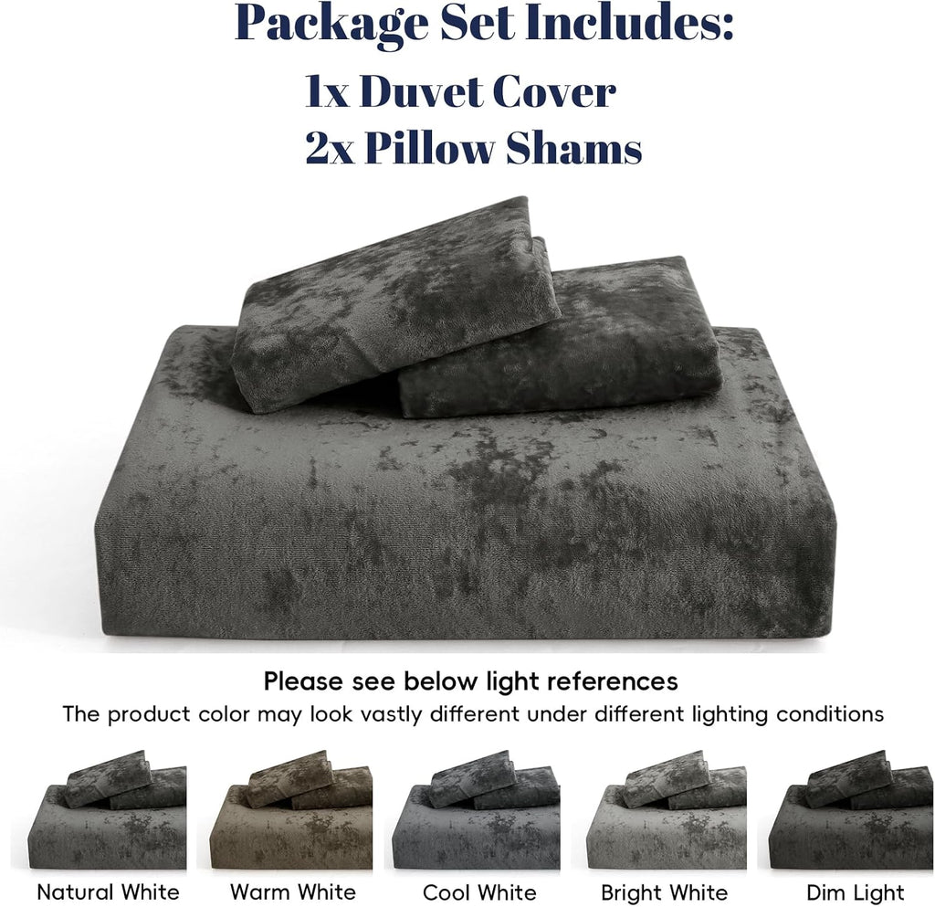 Duvet Cover Set King, 3pcs Ultra Soft Breathable Comforter Cover Set, Luxury Cozy Flannel Duvet Cover