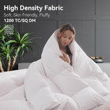Goose Feather Down Fiber Comforter King, 100% Organic Cotton Fabric Duvet Insert,1200TC,750+FP, Hote