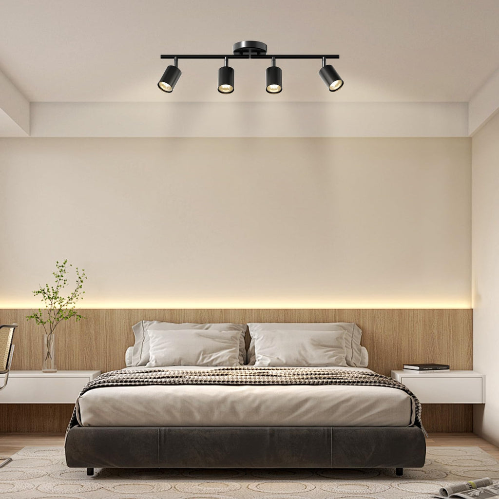 4 Light Track Lighting Kit, 23.6" 4 Way Ceiling Spotlights Fixture