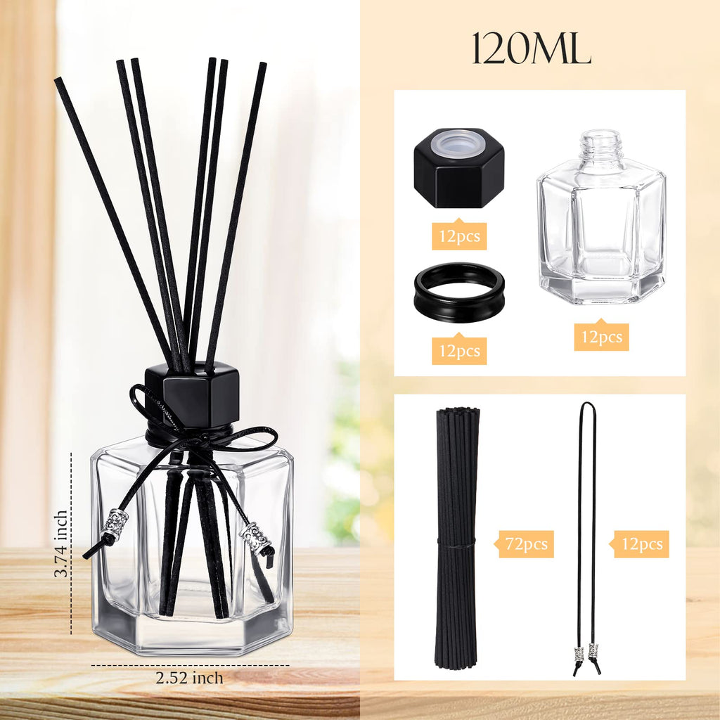 12 Set 120 ml 4 Ounce Reed Diffuser Bottle Empty Glass Jars