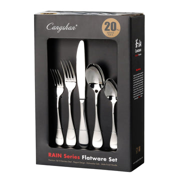 Series Stainless Flatware Set, Window Box, Matte Finish Handle (20-Piece)
