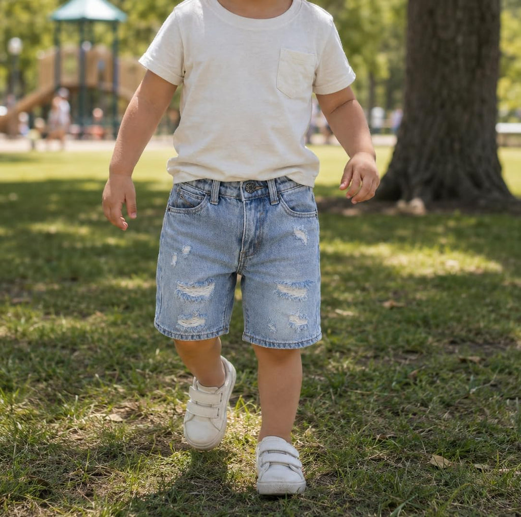 Baby Little Big Boys Ripped Denim Shorts Summer Jeans Half Pants