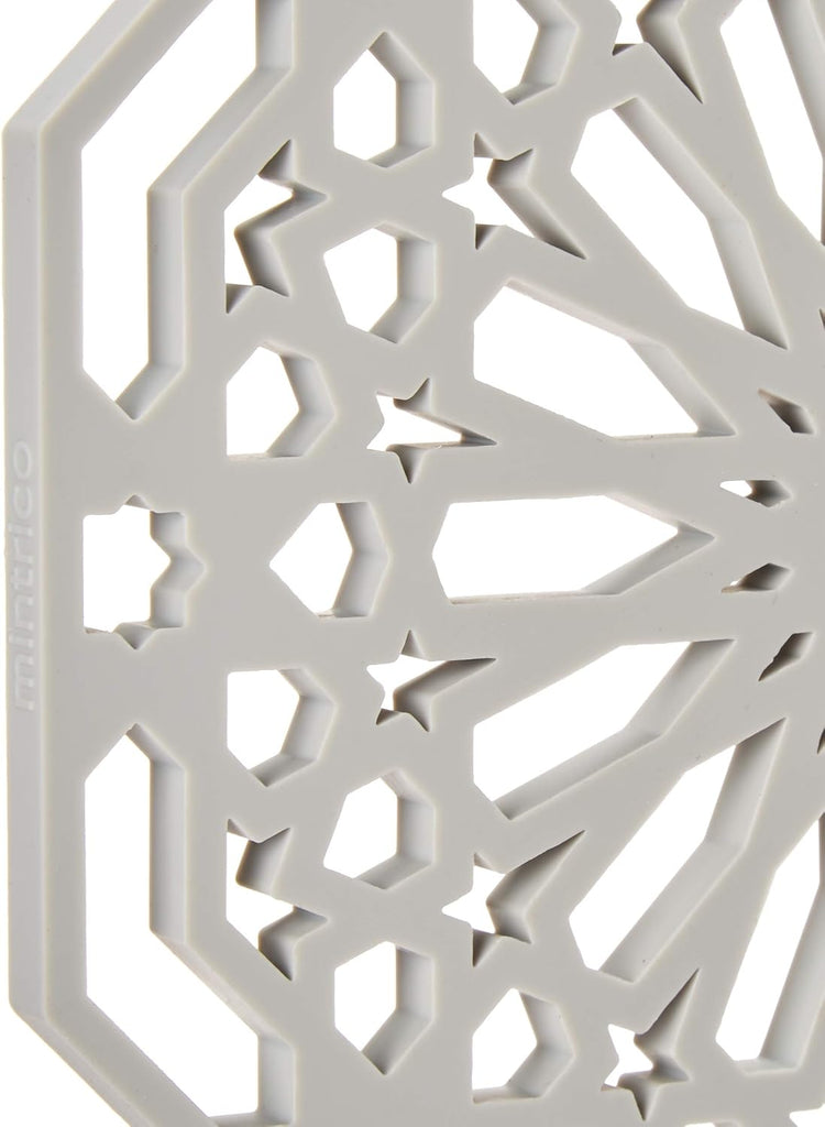 Silicone Trivet Mat Pad for Hot Dishes Set of Two (White & Grey Octagon)...