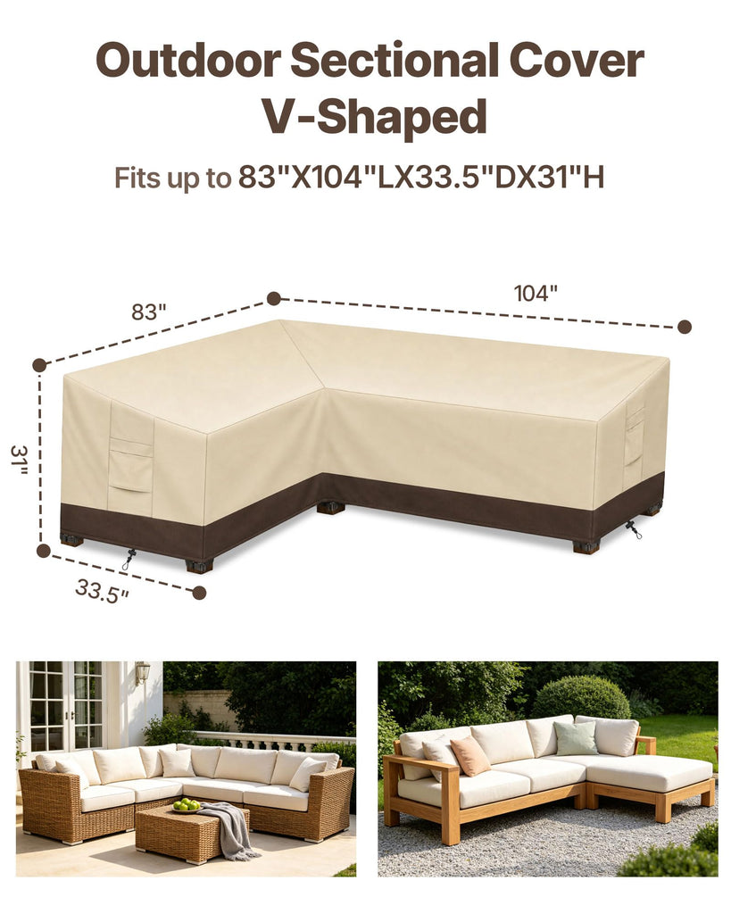 Outdoor Sectional Cover L-Shaped & Patio Furniture Covers Waterproof