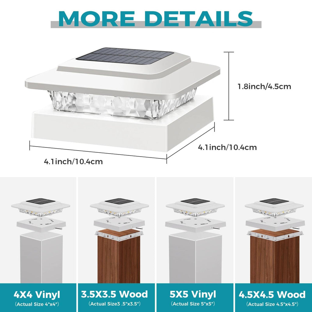 Solar Post Cap Lights Outdoor 10 Pack, 3 Color Temps&2 Brightness