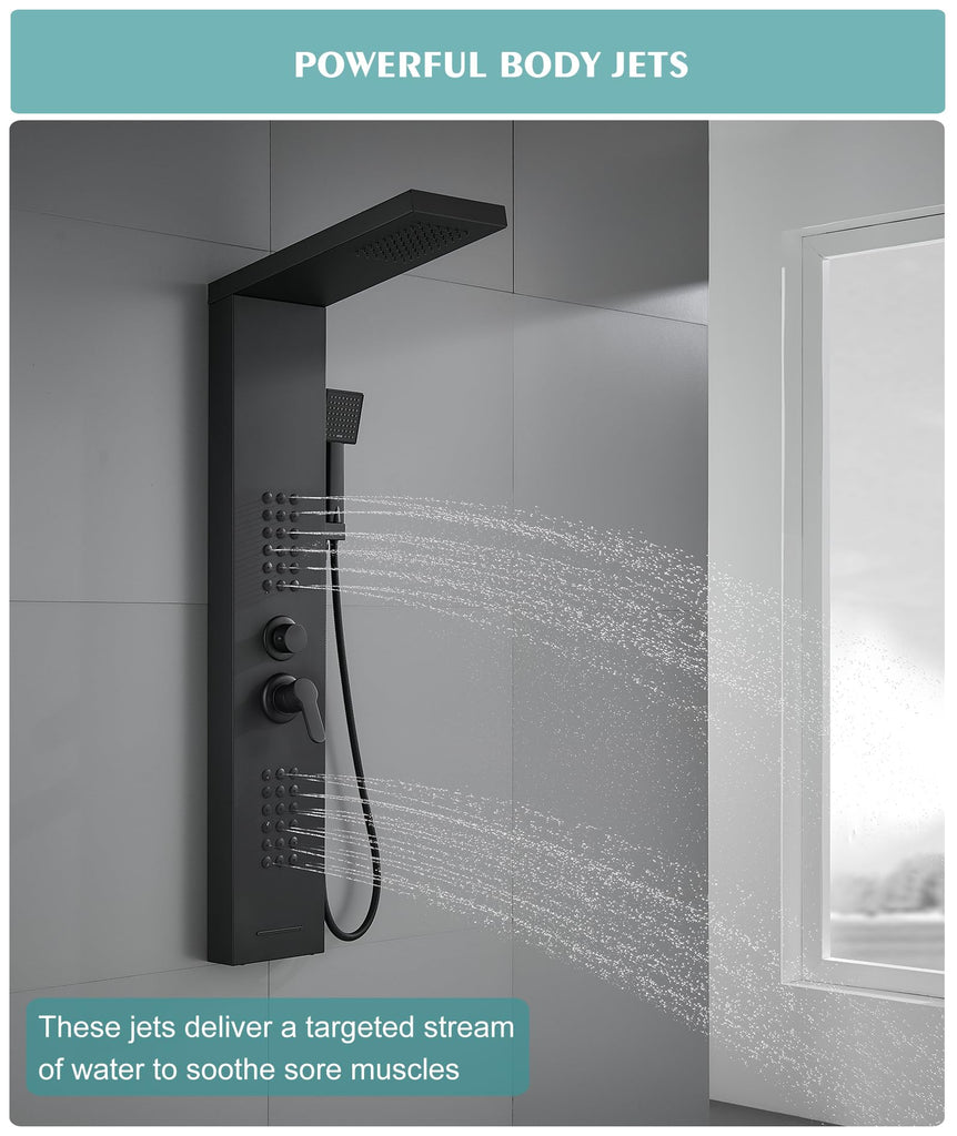 Rainfall Shower Panel System - 4 in 1 Full Body Shower Tower