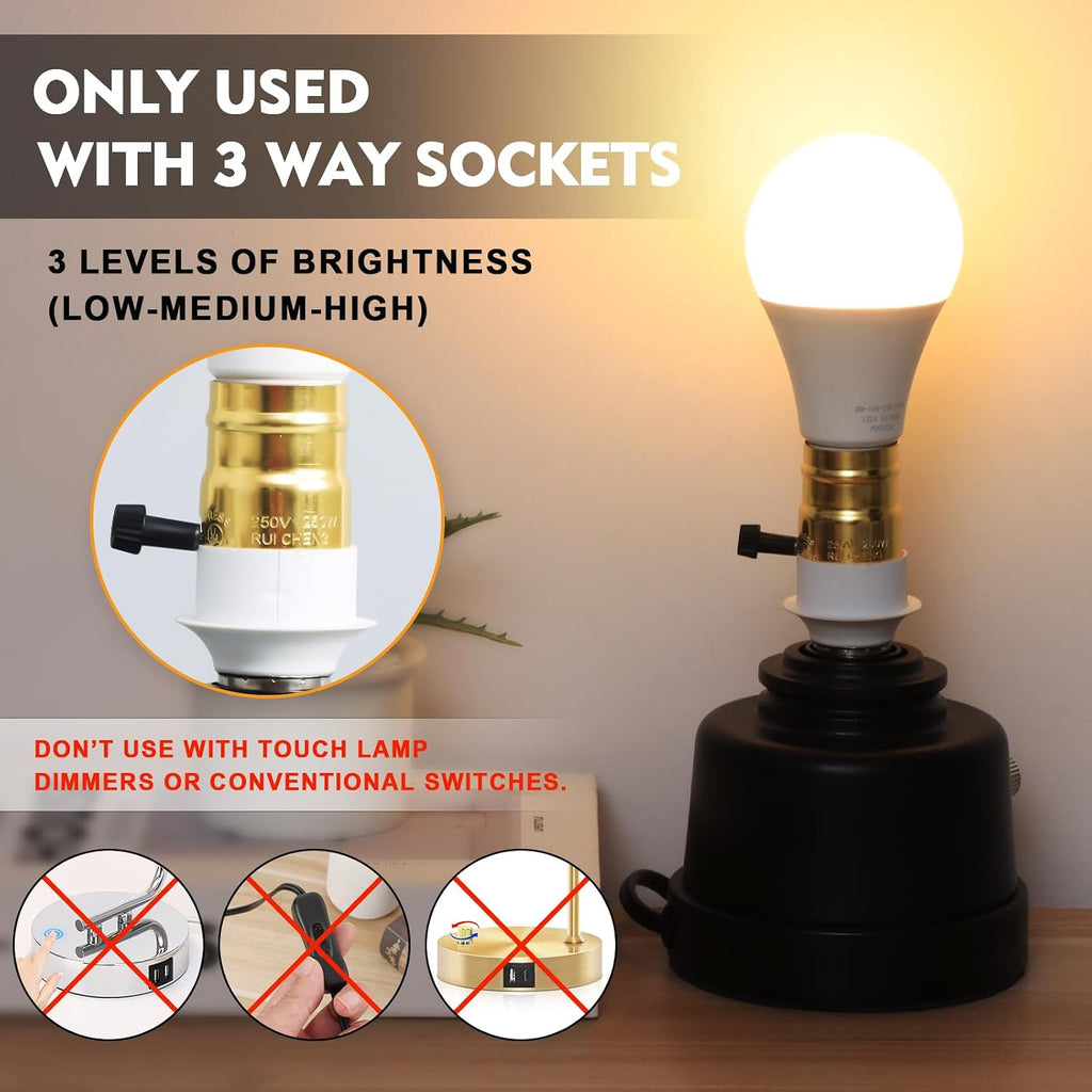 3 Way Light Bulbs 50 100 150 Warm White, E26 Medium Base,2 Pack