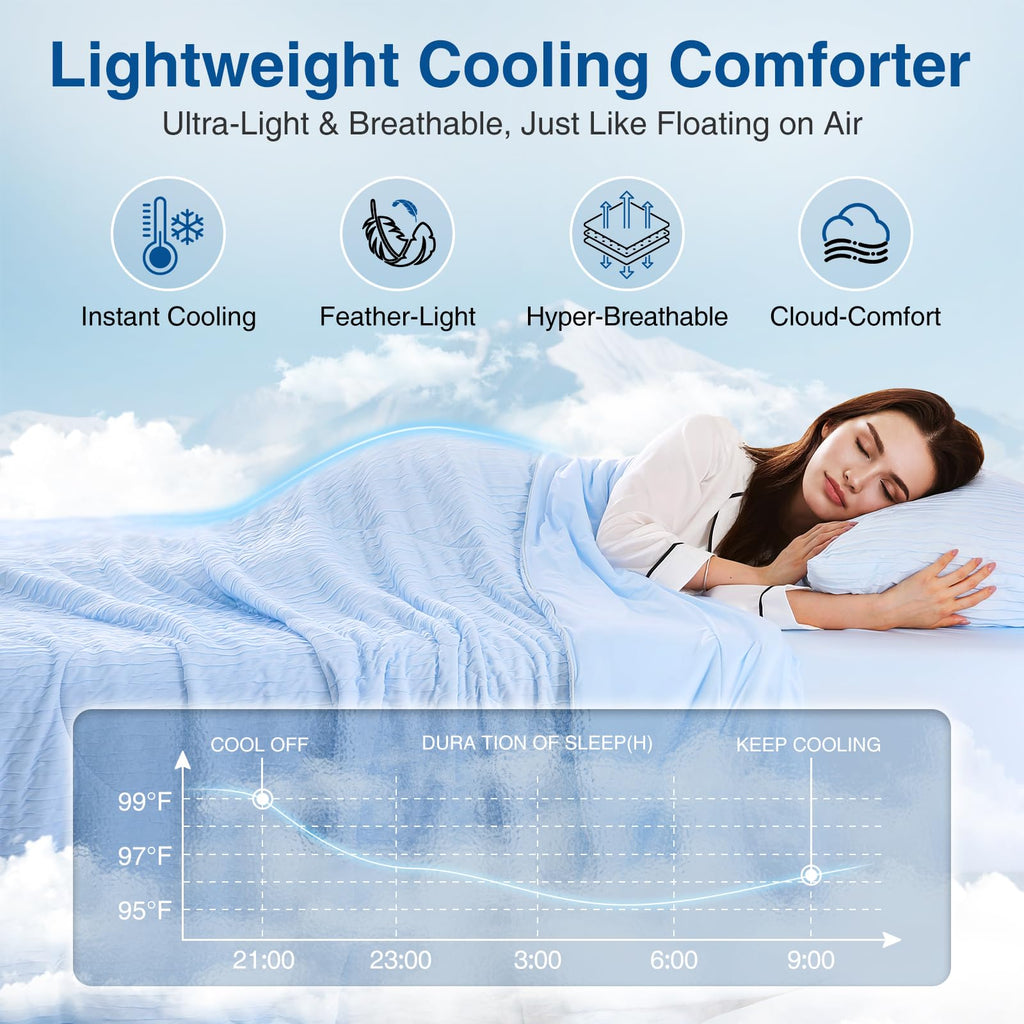Cooling Comforter, King/Cali King - Reversible Lightweight Blanket for Hot Sleepers & Night Sweats, Breathable