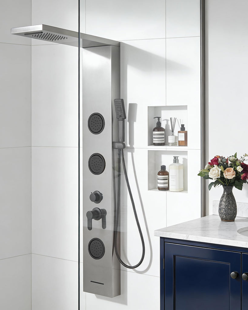 5 In 1 Shower Panel Brushed Nickel Shower Tower System