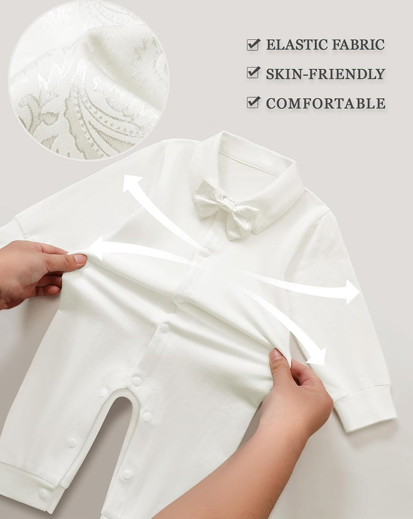 Baby Boy Suit Gentleman Clothes Wedding Outfits Formal Jumpsuit Long Sleeve Romper+Vest