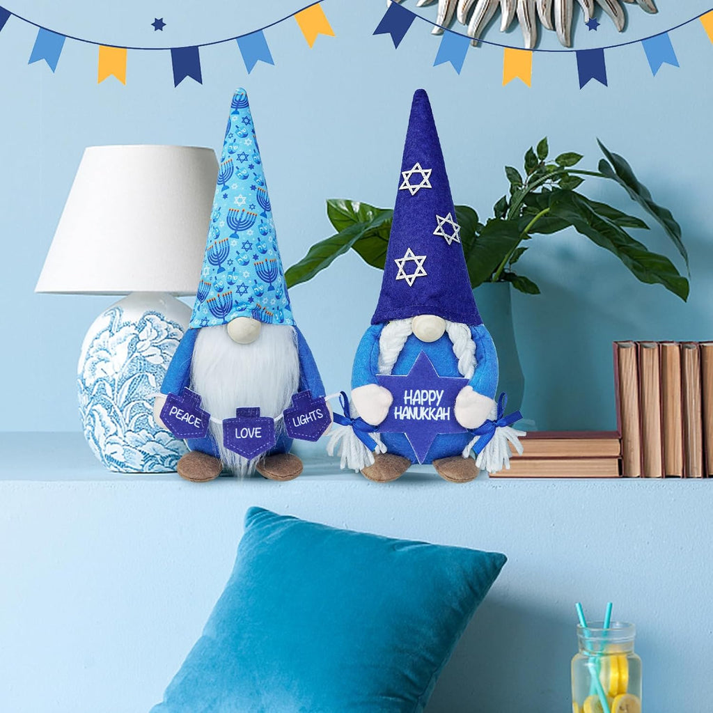 2Pa Hanukkah Gnomes, Jewish Holiday Decorations Tabletop - Set of 2