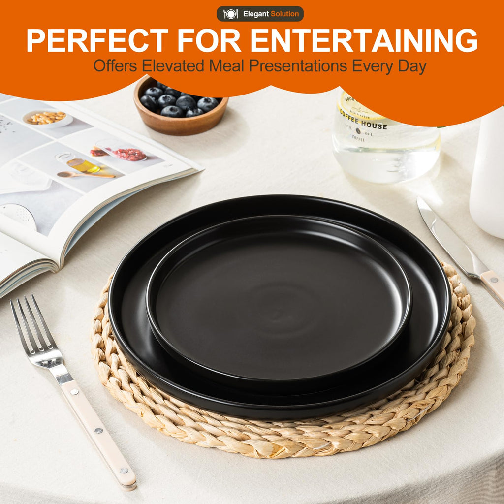 Plates and Bowls Sets, 12 Pieces Ceramic Dinnerware Set for 4, Stoneware Dishware Dishes Set, Scratch Resistant