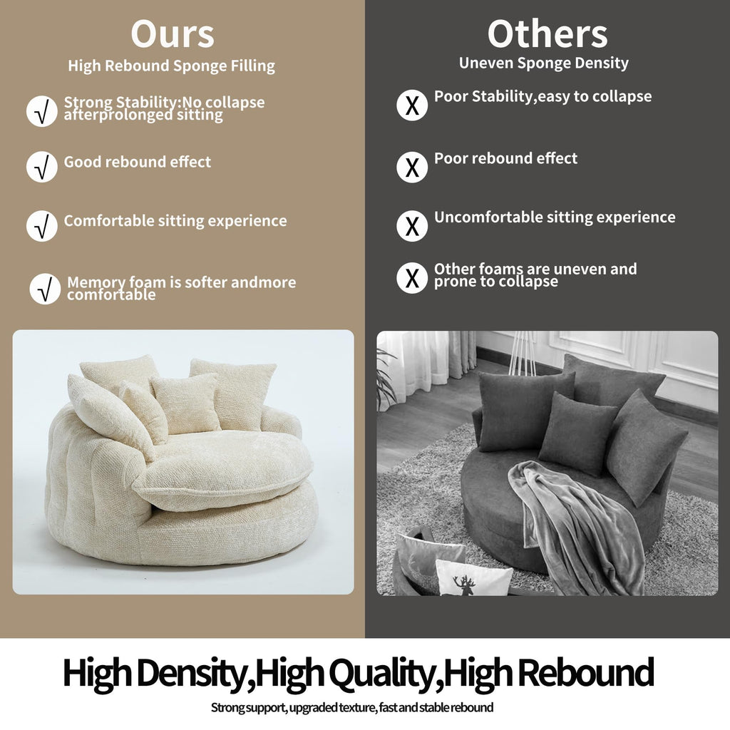 Oversized Chenille Round, Fluffy Reading Chair