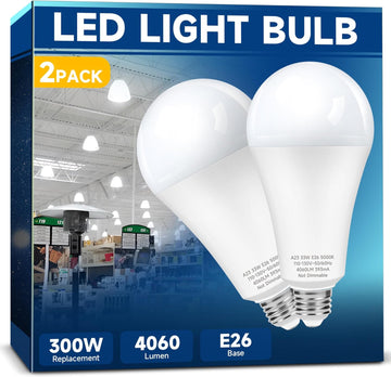 300W Equivalent Super Bright A23 LED Light Bulbs, Daylight White 5000K