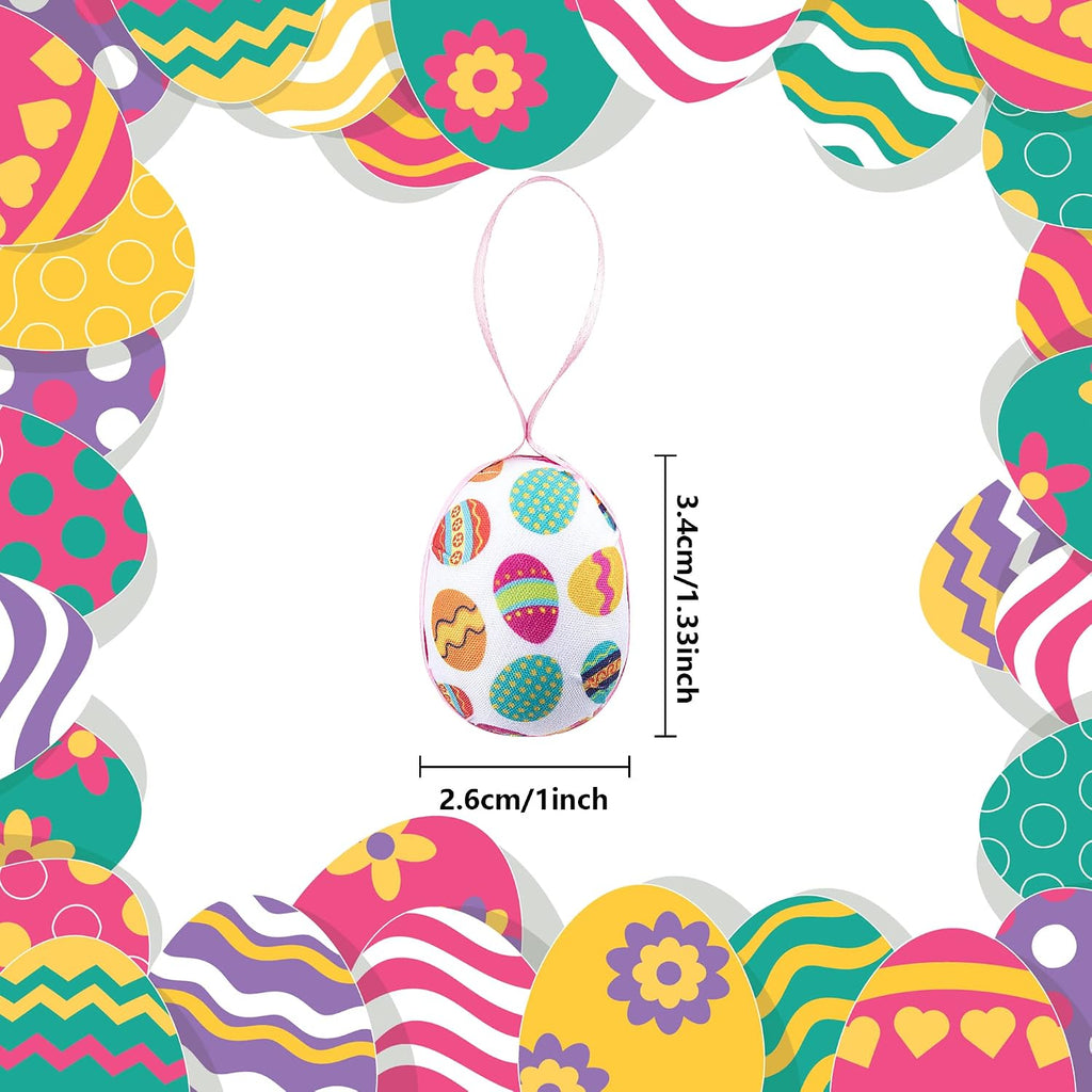 Fabric Wrapped Easter Eggs with Dots, Easter Egg Hanging Ornaments - Set of 30