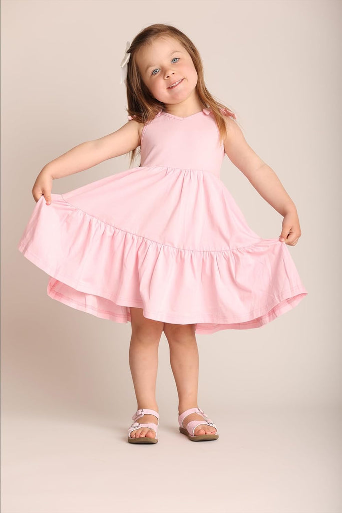 Toddler Girl Summer Dress Little Girls Casual Beach Party Bowknot Sling Sundress with Pocket