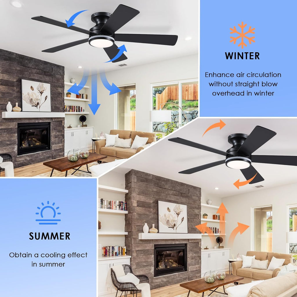 46In RGB Ceiling Fans with Lights - Black Flush Mount Ceiling Fan Light with Remote/APP, RGB+3CCT 6 Wind Speeds, Modern Low Profile Fan Light Fixture for Party, Kid's Room A101-B0F1L8ZTL1