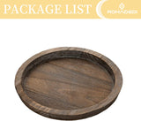 Farmhouse Wooden Candle Tray - 11 Inch Round Decorative Trays for Coffee Table Dining Centerpiece Kitchen Counter