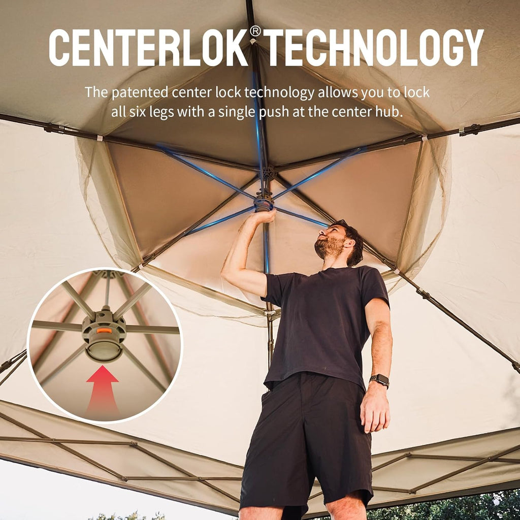 13x13 Pop Up Gazebo with Mosquito Nettings, Beige&Coffee | Portable Gazebo with CENTERLOK