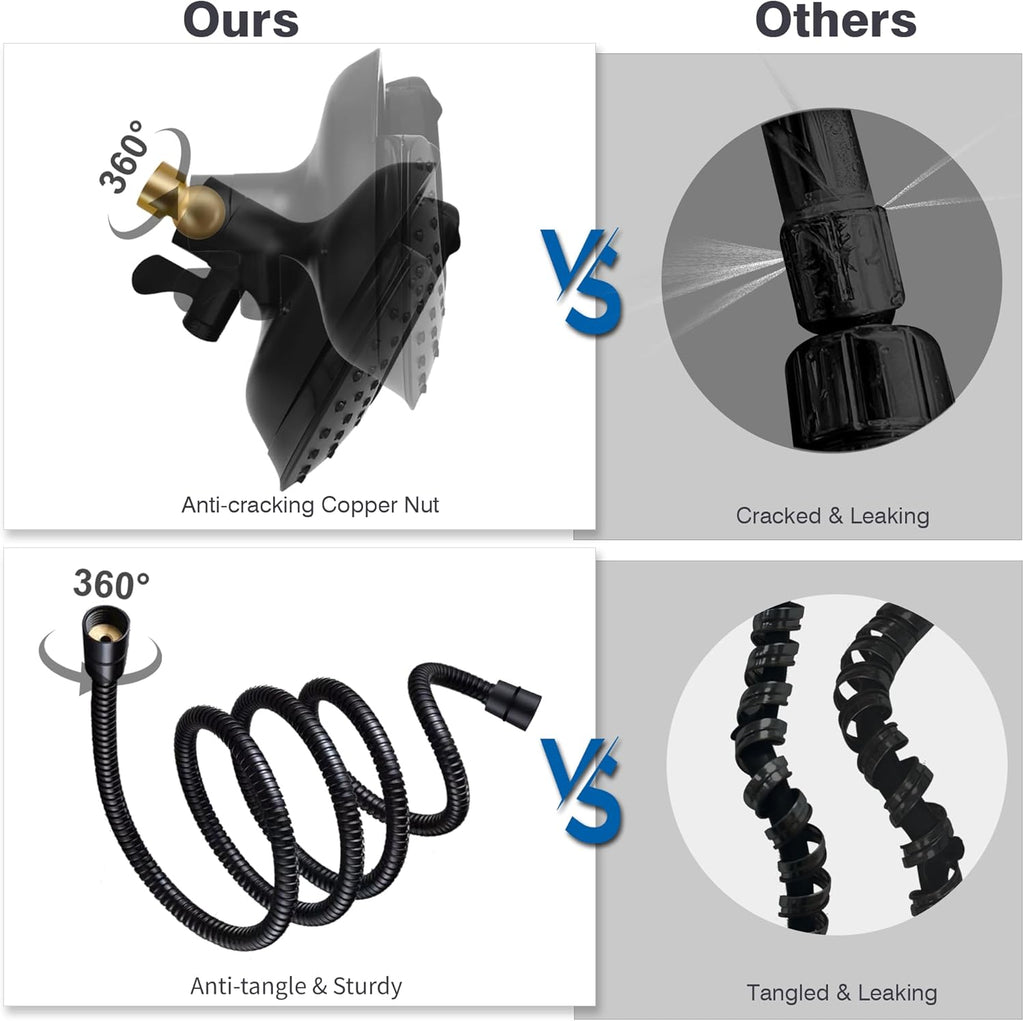 Shower Heads with Handheld Spray Combo: 7.2" Rain Shower Head & Handheld Shower Head 2-IN-1 Shower Head with 60" Hose