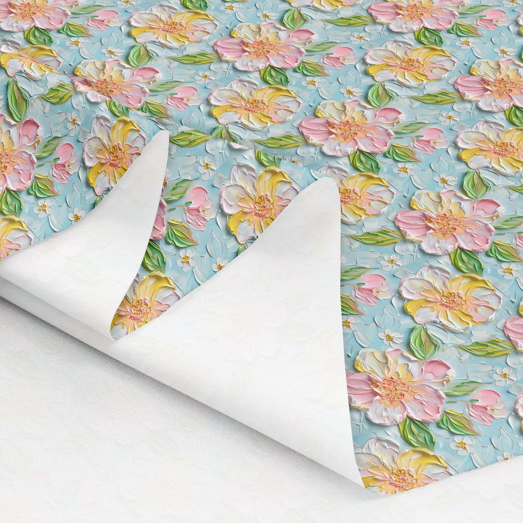 3D Floral Upholstery Fabric for Chairs - Pink Flowers Oil Painting Fabric by The Yard 362"x63", Watercolor Ombre