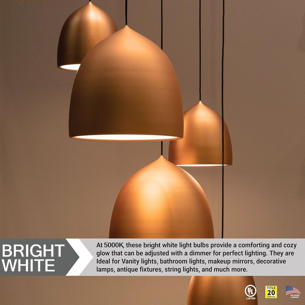 G25 Globe Light Bulbs Vintage Edison Filament Round Clear Glass 7.6W (100W Equivalent) 800 Lumens E26 Medium Base
