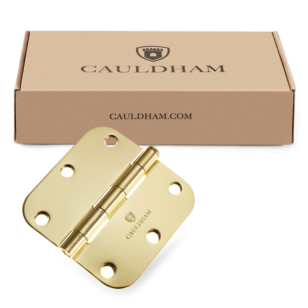 12 Pack) Heavy-Duty 3-1/2" Interior Door Hinges with 5/8" Radius Corners - Brass