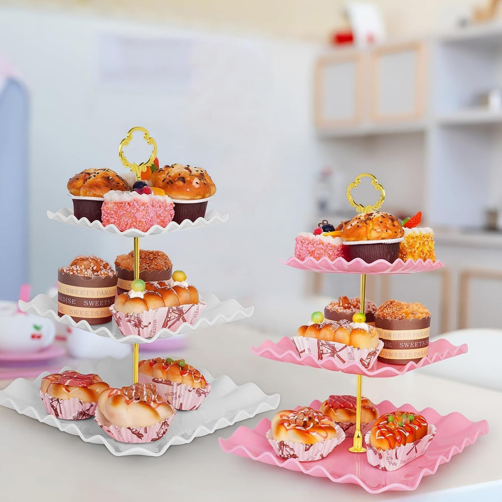 Dessert Table Display Set - 3-Tier Dessert Display Stands & Serving Tray - Dessert Trays Dessert - Set of 5