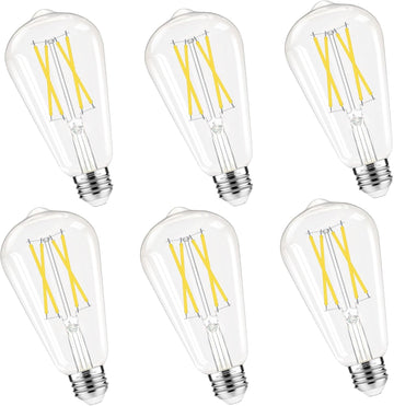 Dimmable Edison Bulbs, 4000K Daylight White, 6W Equivalent to 60 watt E26 LED Bulb, ST58 Vintage Light Bulbs, 600LM