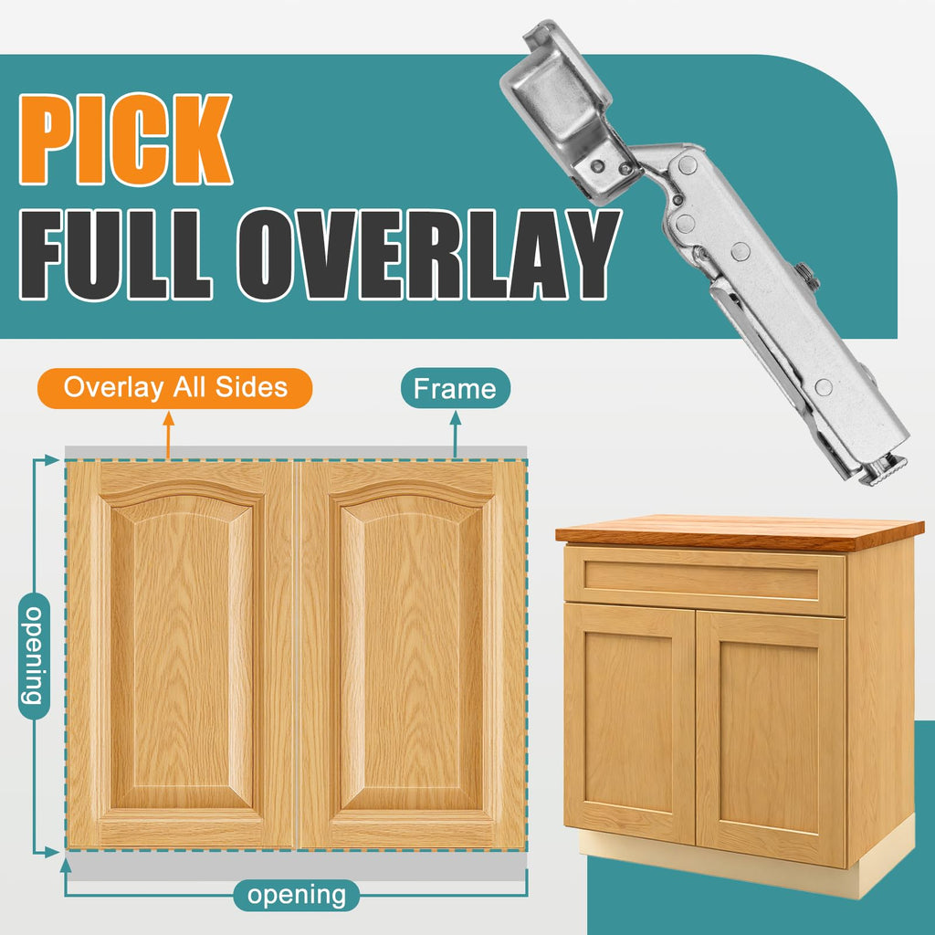 Soft Close Hinges for Frameless Cabinets, 110° Full Overlay, 50 Pack