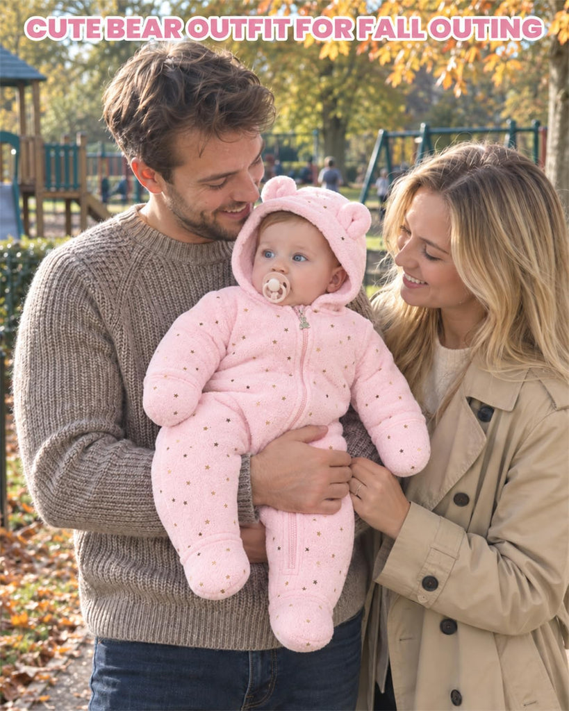 Baby Snowsuit Fall Fleece Hooded Footed Romper for Newborns