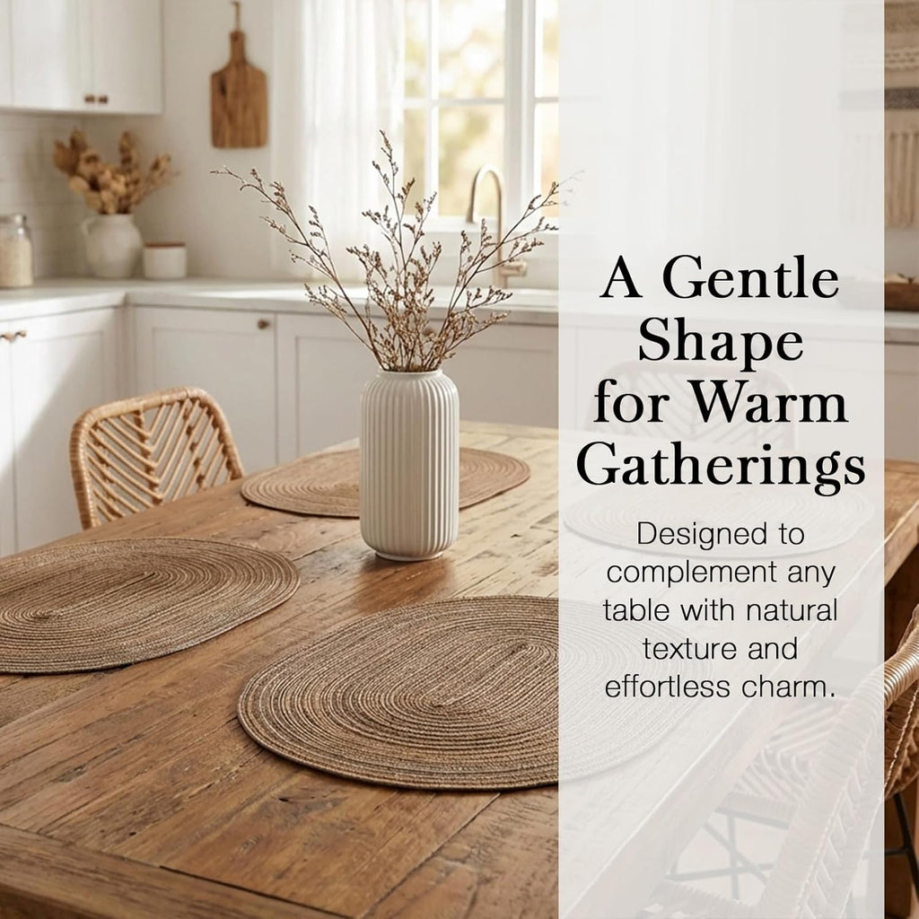 Placemats, Woven Oval Braided Dining Table Mats(Brown) - Set of 6