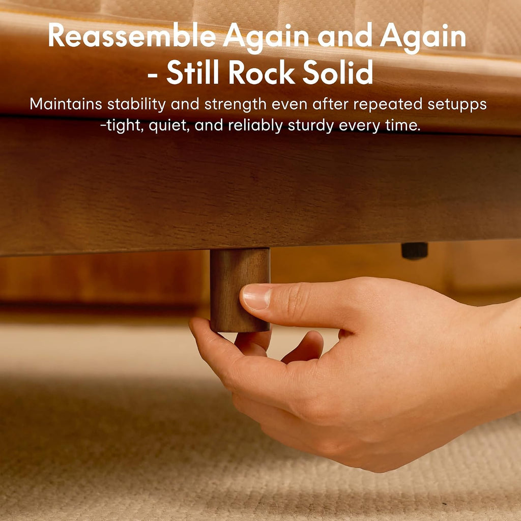 Hako G1 King Solid Wood Platform Bed with Tool-Free Assembly