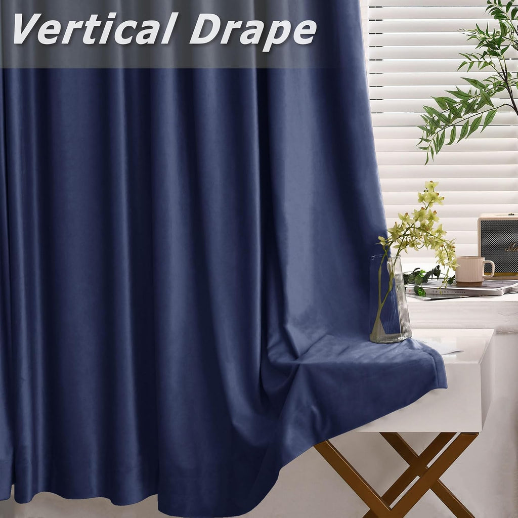 Light Filtering Pinch Pleated Drapes Velvet Drapes for French Door Thermal Insulated Curtain for Living Room Privacy