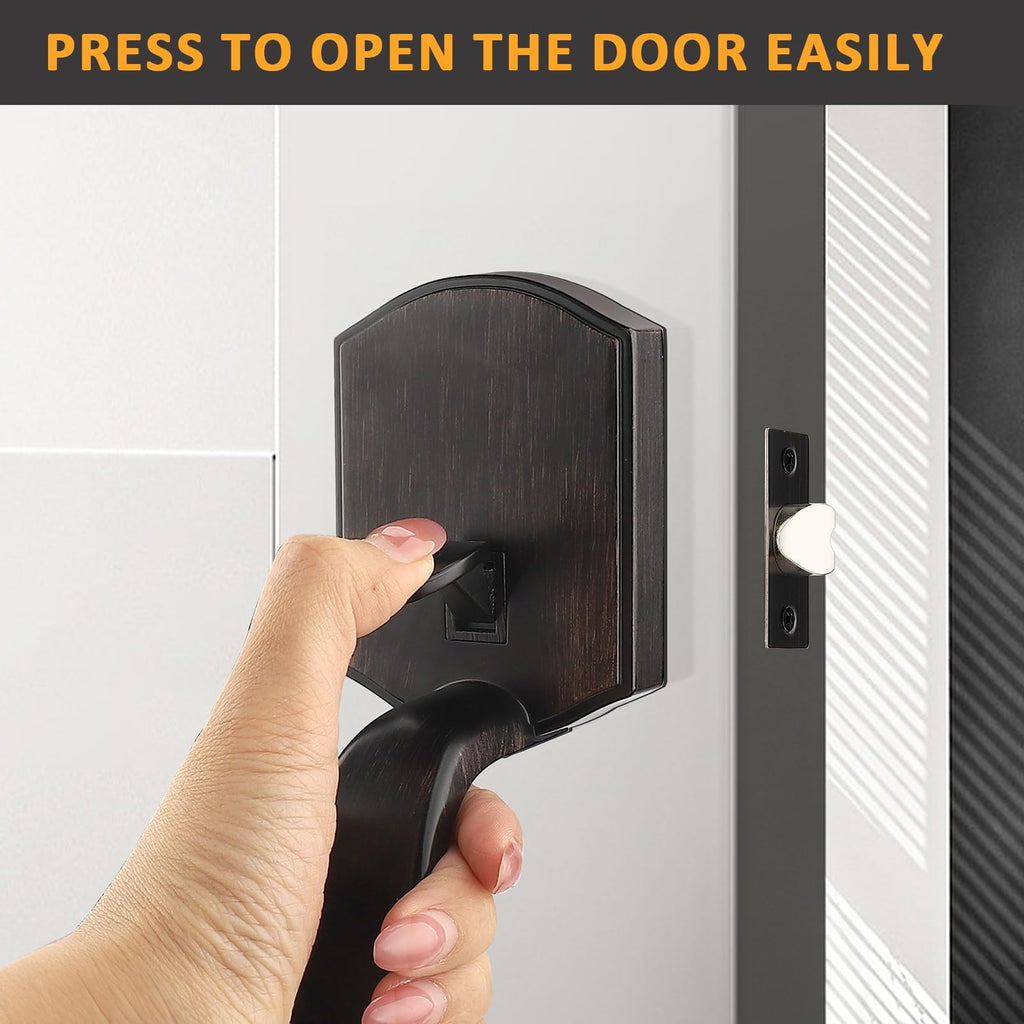 Oil Rubbed Bronze Lower Half Front Entry Handleset, Heavy Duty Entry Door Handle with Interior Reversible Handed