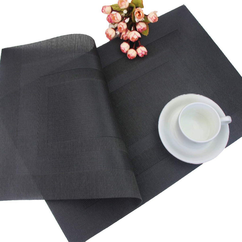 Placemats,Washable Vinyl Woven Table Mats,Elegant Durable Placemats for Dining Table Set of 4 (18 x 12 inches, Pure