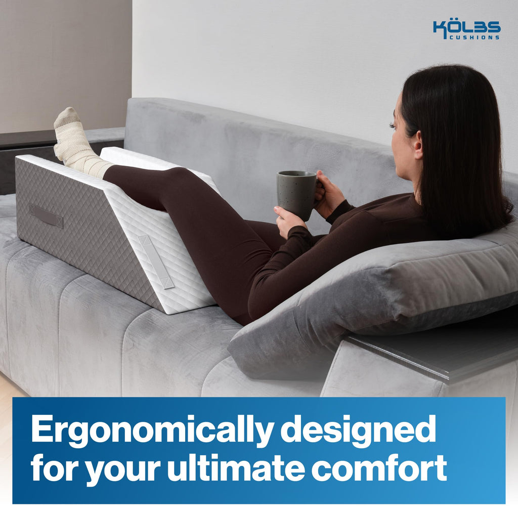 Single Leg Elevation Pillow, Post Surgery Leg Pillow, Stylish Chic Jacquard Cover, Ankle Knee and Leg Support Pillow