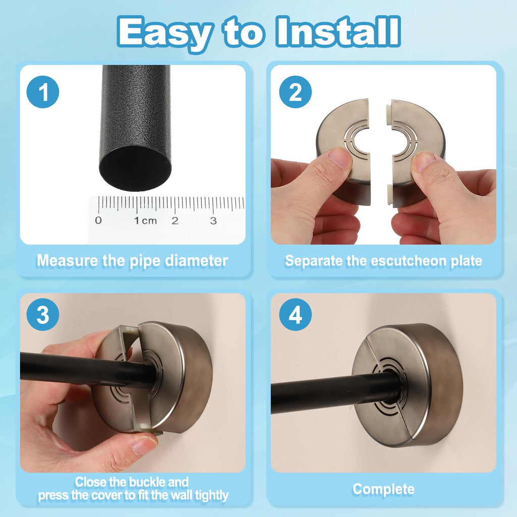Wall Split Flange 0.8/1/1.3 Inch, 1" Thicken Cuttable ABS Round Escutcheon Plate Cover Buckle for Water Pipe Faucet