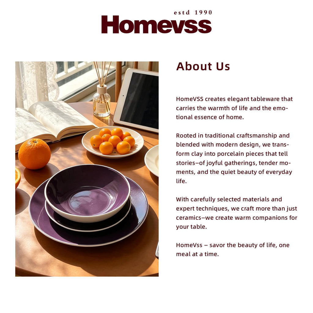 Stoneware Coupe Shape 18pc Dinnerware Set, Outside White + Inside Violet