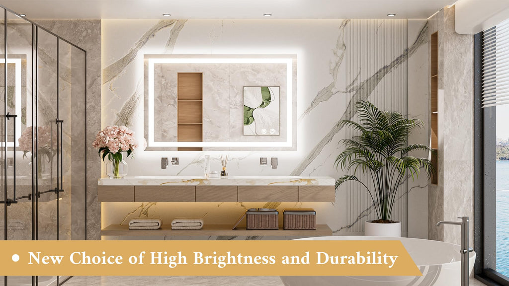 LED Bathroom Mirror with Lights 40 x 24 Brighter Light up Mirror Vanity, Front and Backlit 3-Color Dimmable