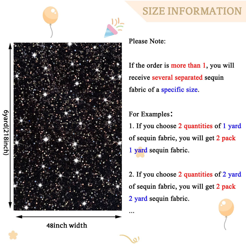 Black Sequin Fabric Glitter Fabric by The Yard 6 Yards Mermaid Sequin Material for Sewing Sparkly Thick Velvet