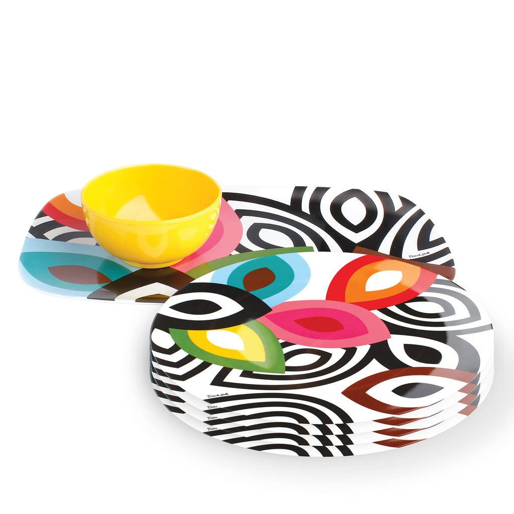 Plates - 4 Piece Set - 11 inch Melamine Dinner Plate Set - Melamine Dinnerware for Indoor and Outdoor - Foli