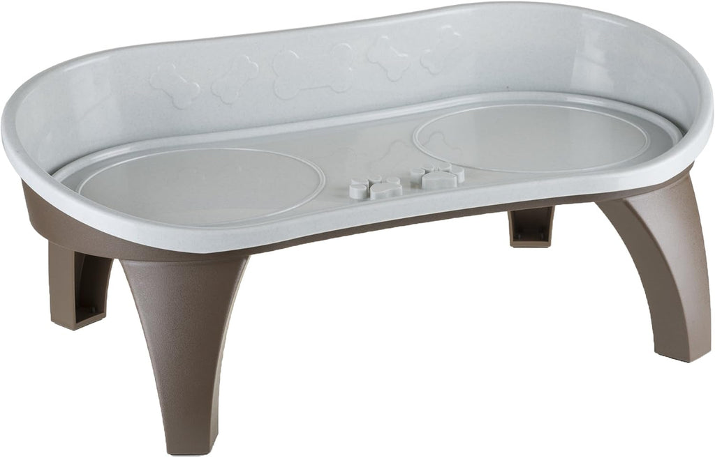 Elevated Pet Feeding Tray - 21′′ x 11′′ x 8.5′′ Raised Dog Bowl Stand with Splash Guard and Non-Skid Feet