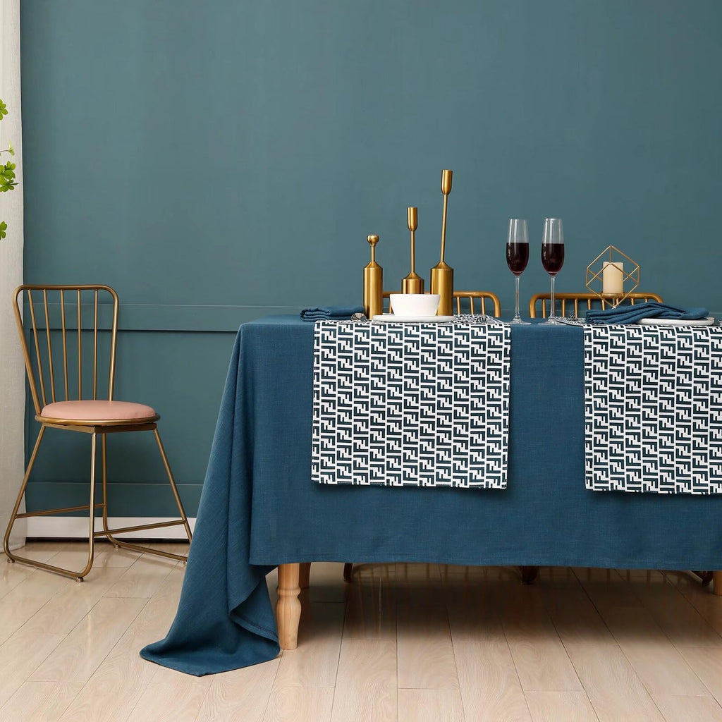 Rectangle Blue Tablecloth 60 x 108 Inch, Linen Textured Waterproof Table Cloth, French Soft Decorative Fabric Table